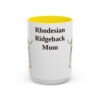 15oz Rhodesian Ridgeback Dog Mom Mug, Yellow, front view