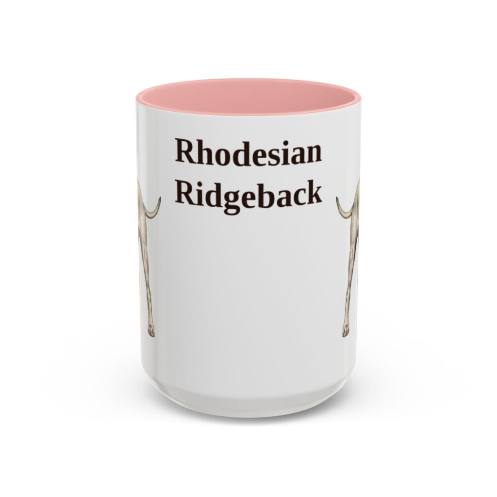 15oz Rhodesian Ridgeback Mug, Pink, front view