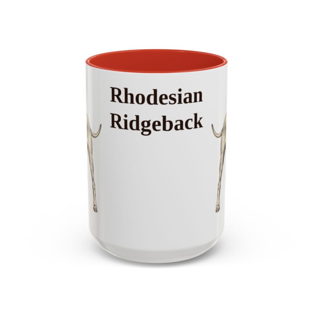 15oz Rhodesian Ridgeback Mug, Red, front view