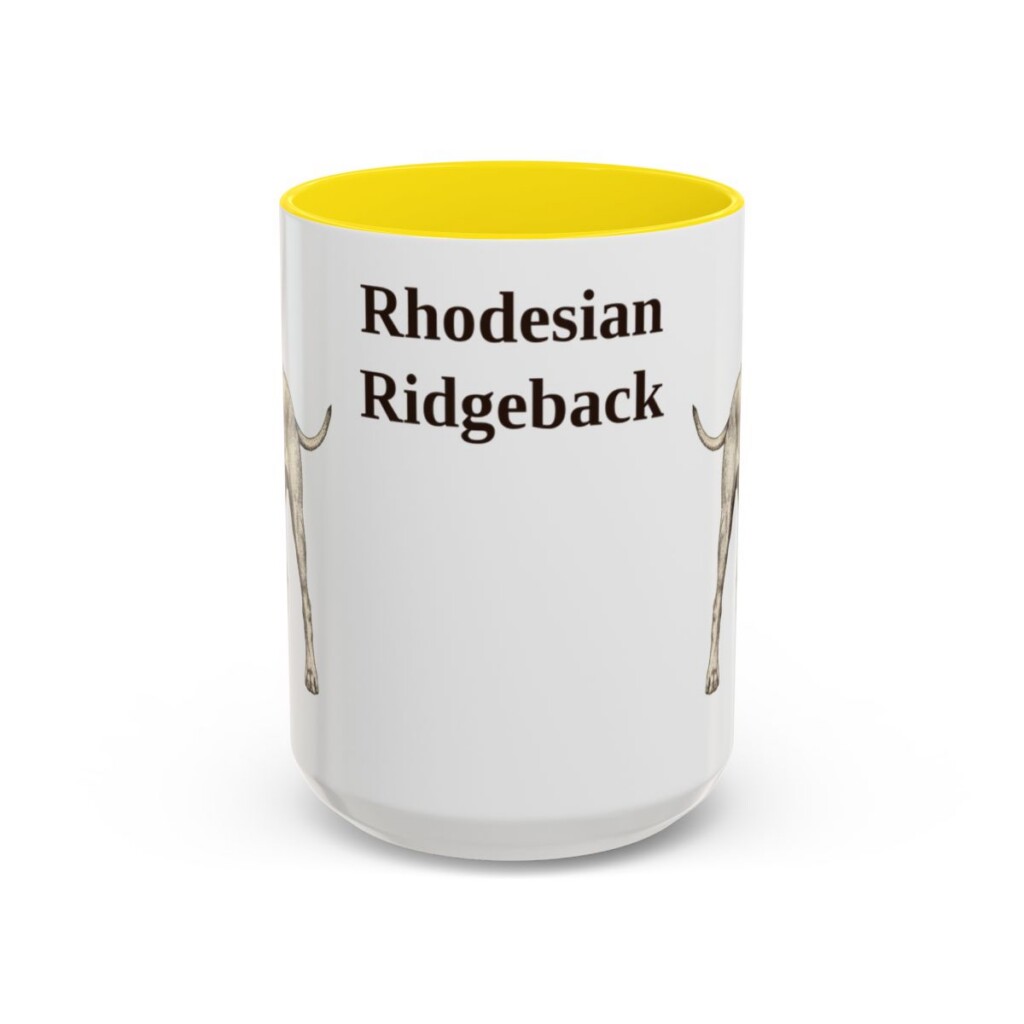 15oz Rhodesian Ridgeback Mug, Yellow, front view