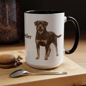 15oz Rottweiler Mug, Black, lifestyle photo