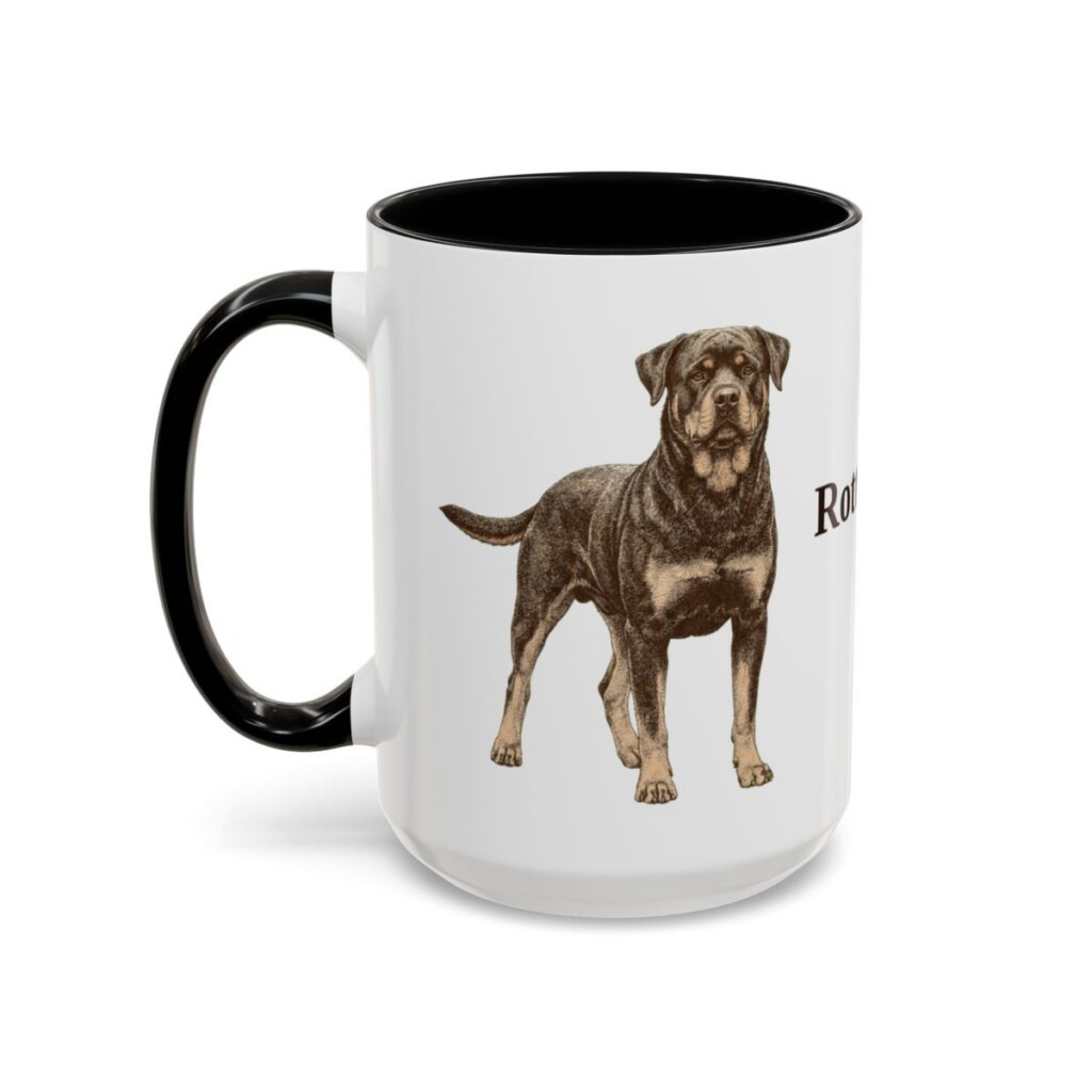 15oz Rottweiler Mug, Black, left side view