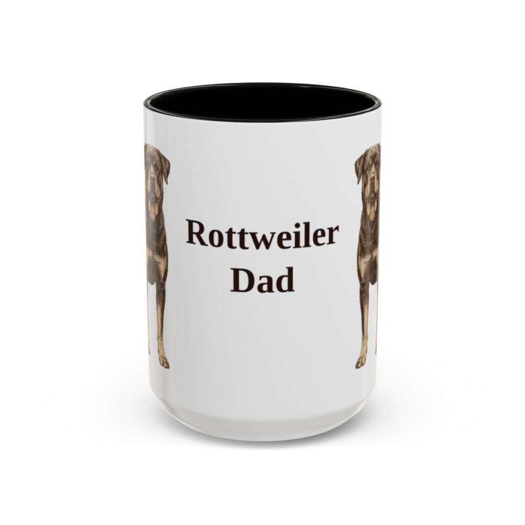 15oz Rottweiler Dog Dad Mug, Black, front view