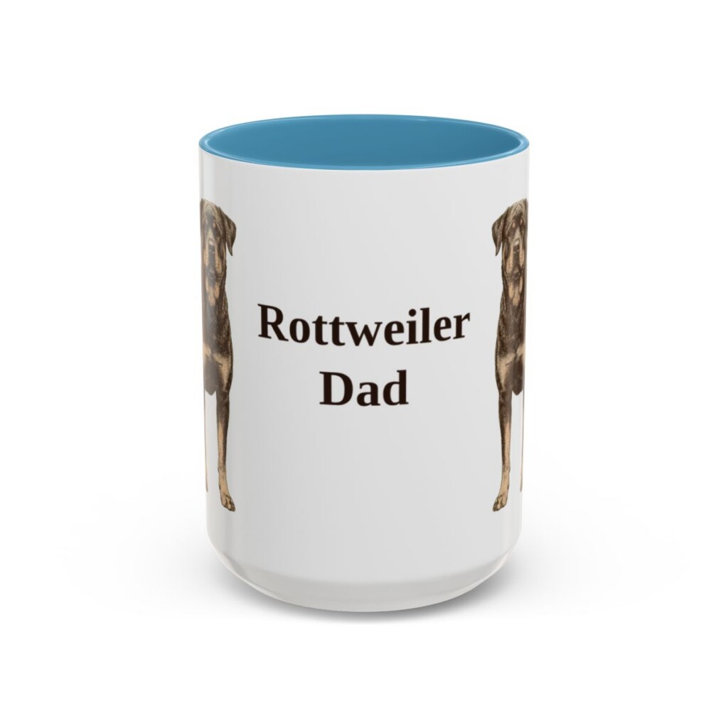 15oz Rottweiler Dog Dad Mug, Light Blue, front view