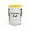 15oz Rottweiler Dog Dad Mug, Yellow, front view