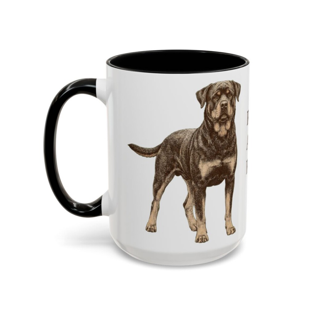 15oz Funny Rottweiler Mug, Black, left side view