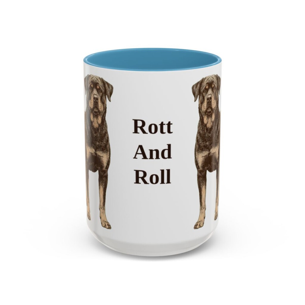 15oz Funny Rottweiler Mug, Light Blue, front view