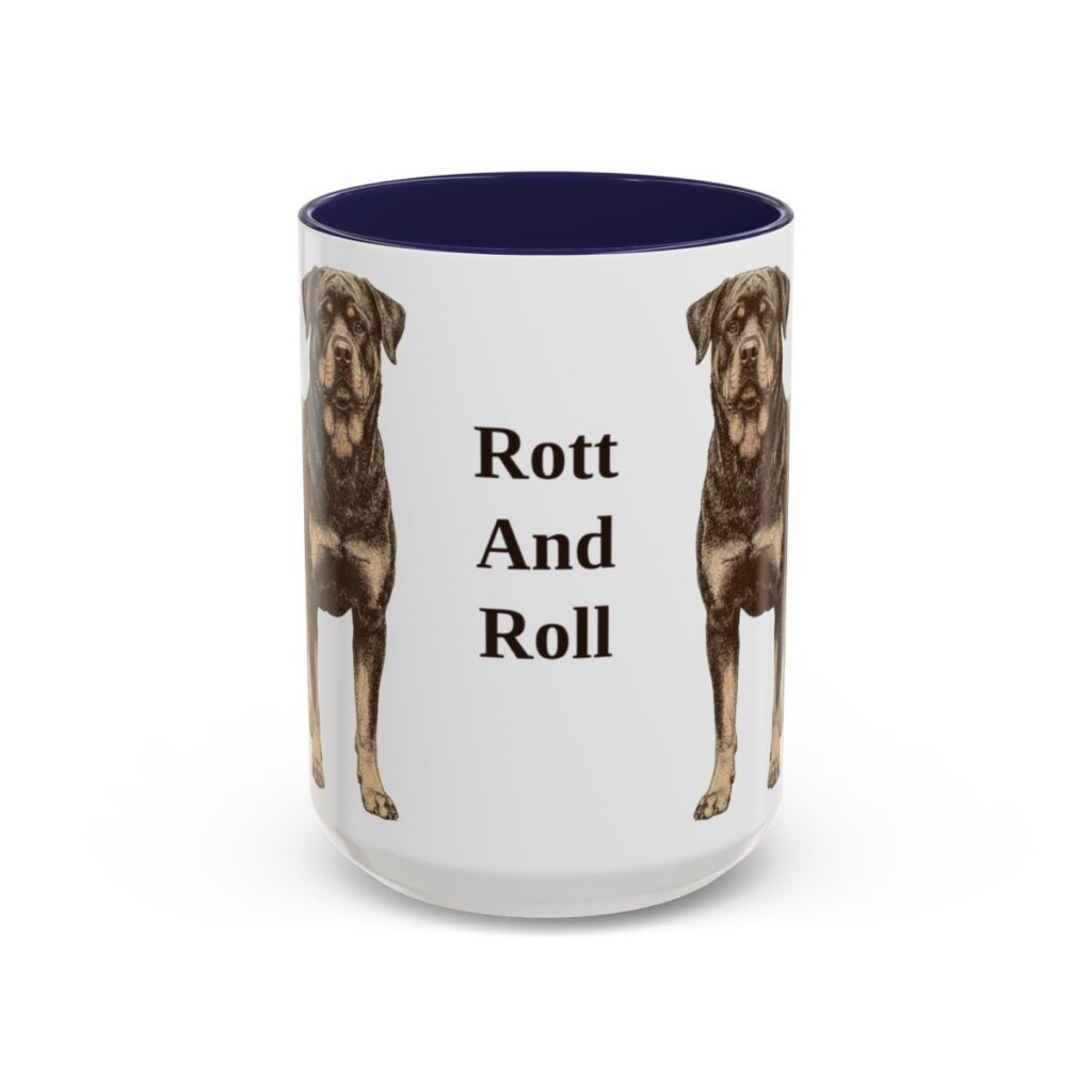 15oz Funny Rottweiler Mug, Navy, front view