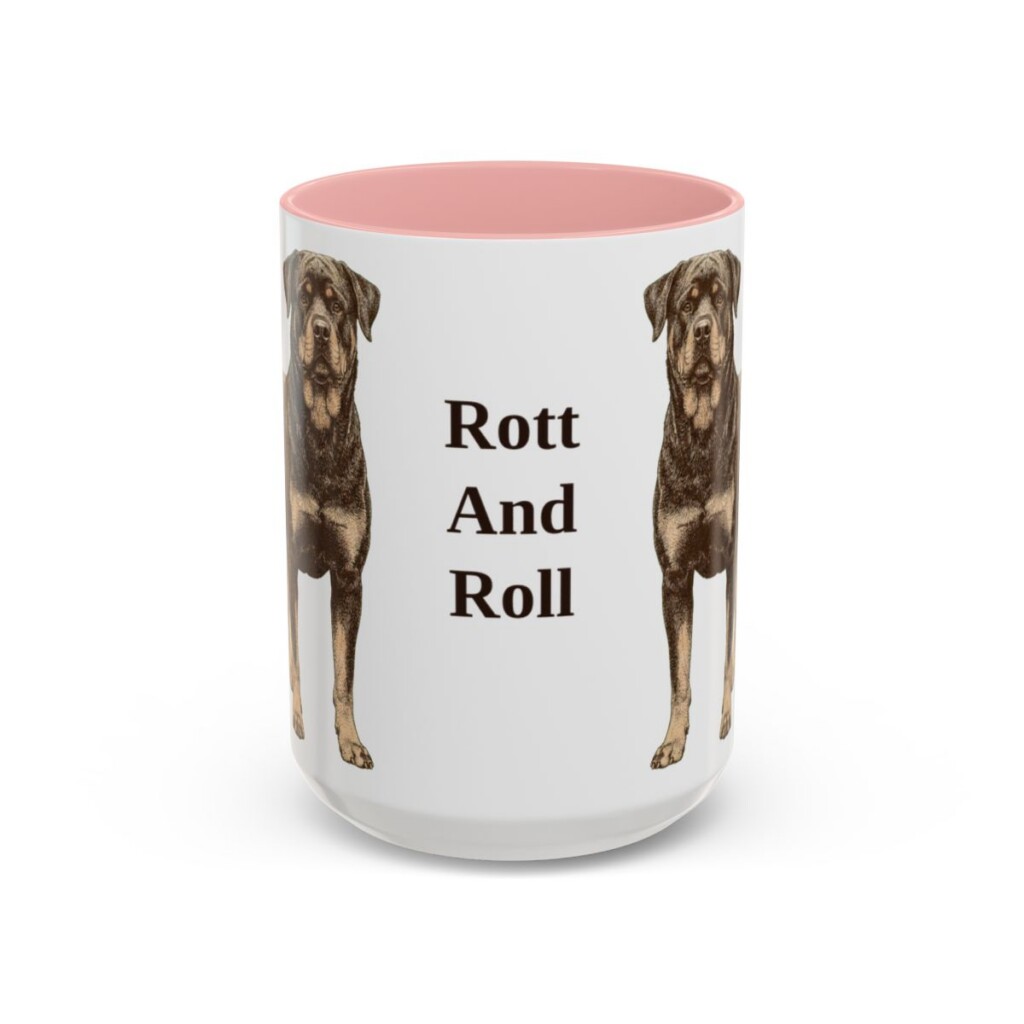 15oz Funny Rottweiler Mug, Pink, front view