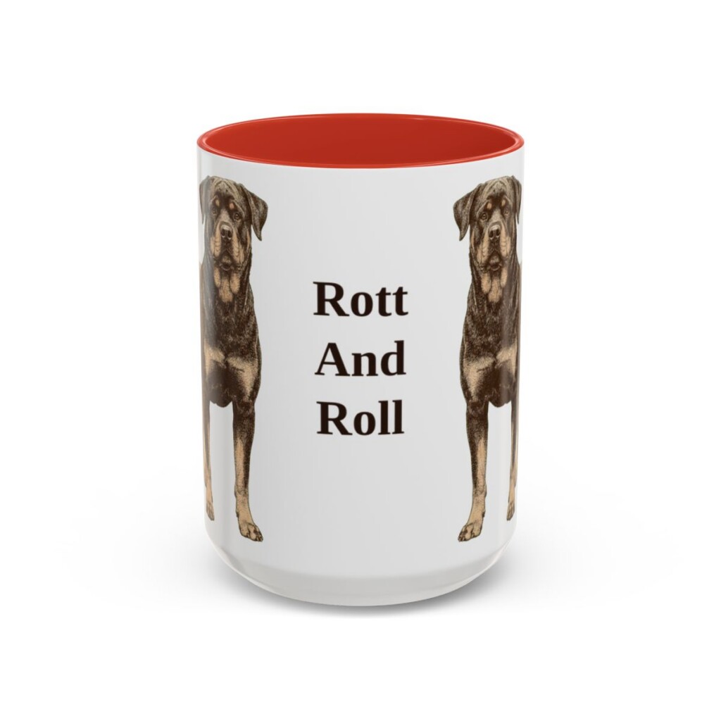 15oz Funny Rottweiler Mug, Red, front view