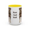 15oz Funny Rottweiler Mug, Yellow, front view