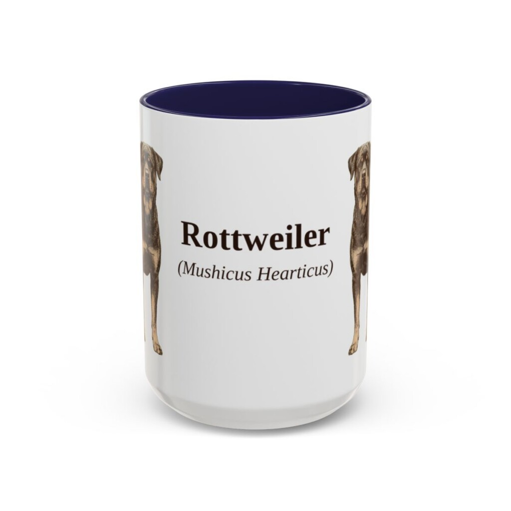 15oz Rottweiler Latin Mug, Navy, front view