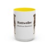 15oz Rottweiler Latin Mug, Yellow, front view