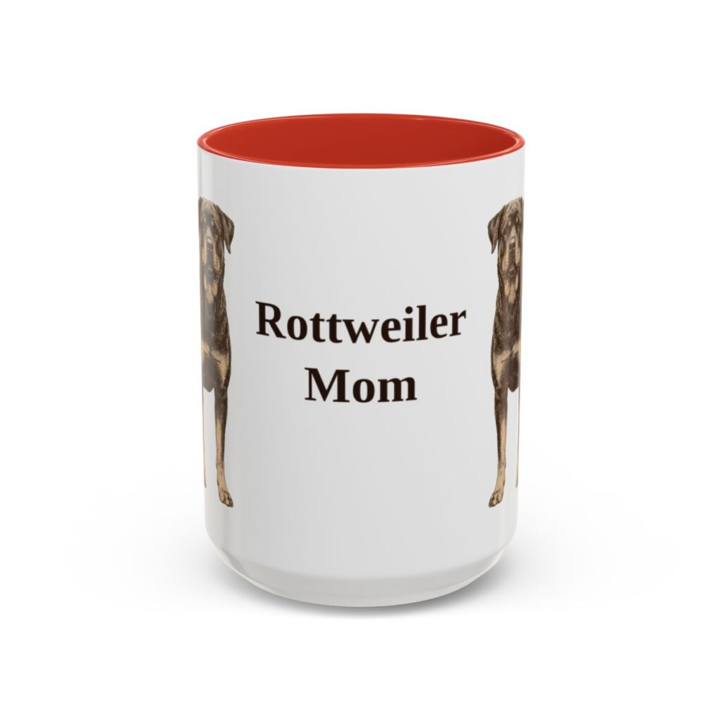 15oz-rottweiler-mug-mom-red 15oz Rottweiler Dog Mom Mug, Red, front view