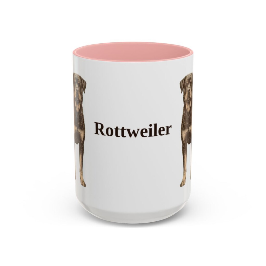 15oz Rottweiler Mug, Pink, front view