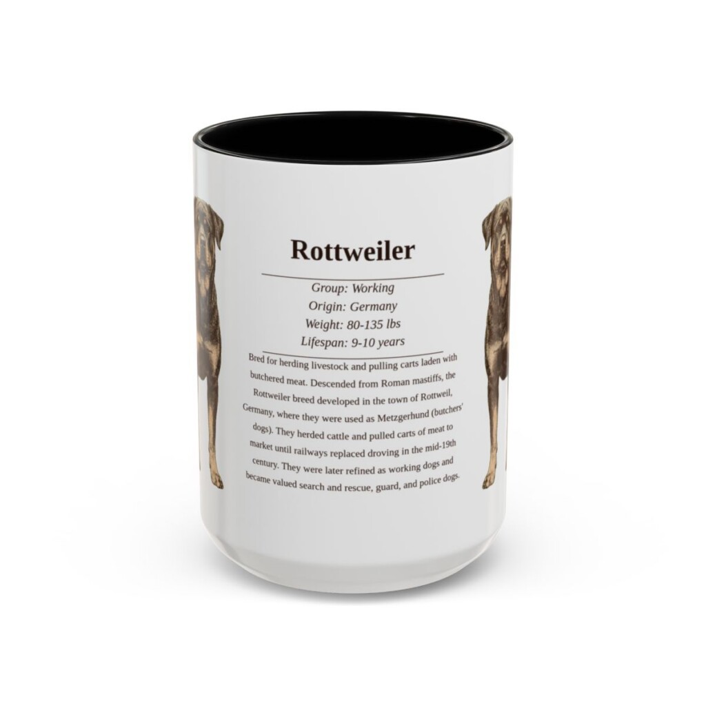 15oz Rottweiler Mug, Black, front view