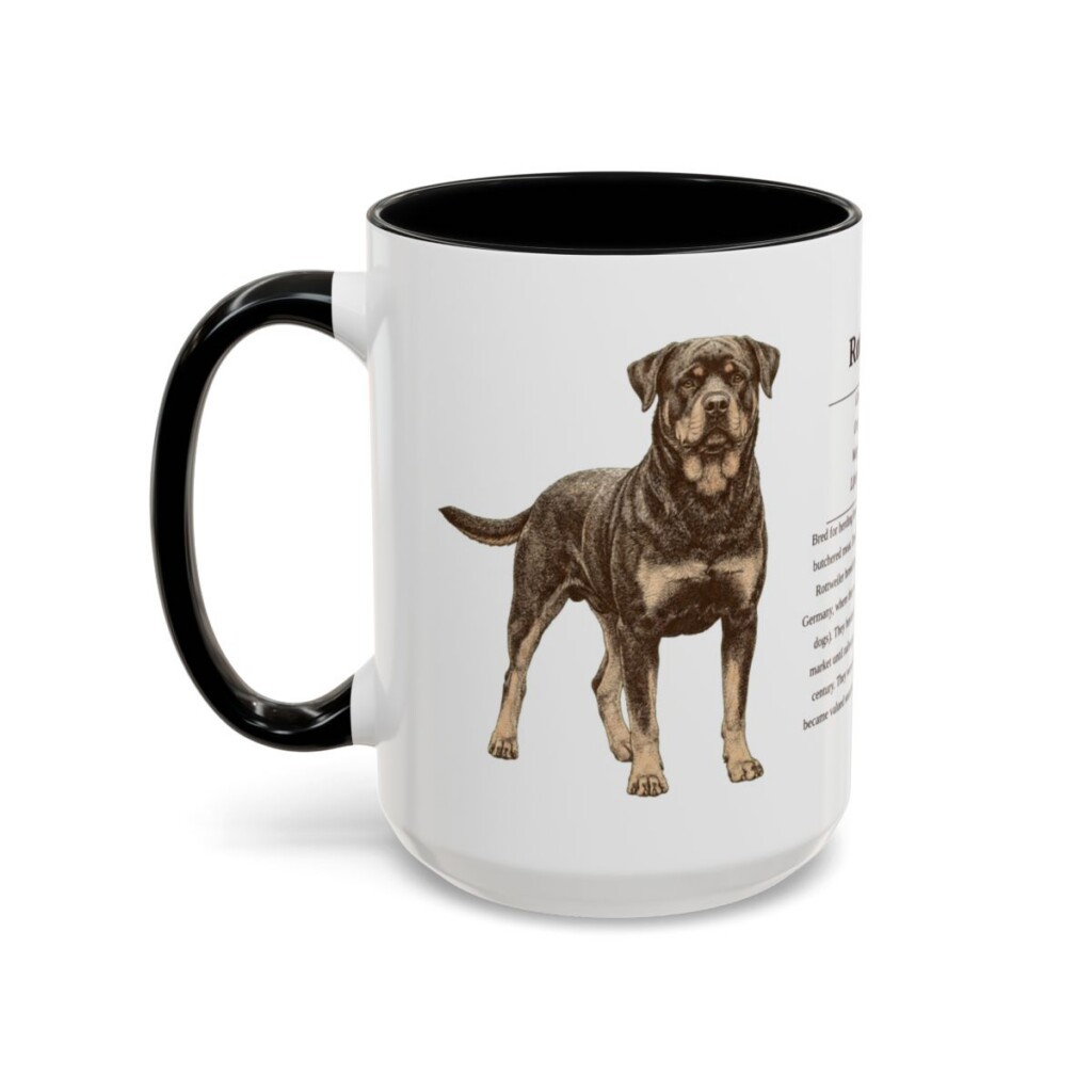 15oz Rottweiler Mug, Black, left side view