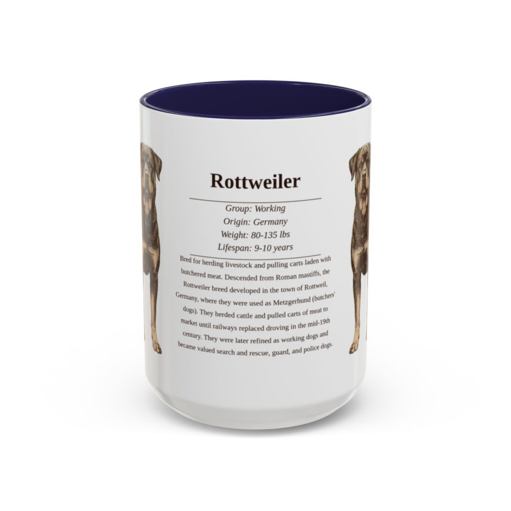 15oz Rottweiler Mug, Navy, front view