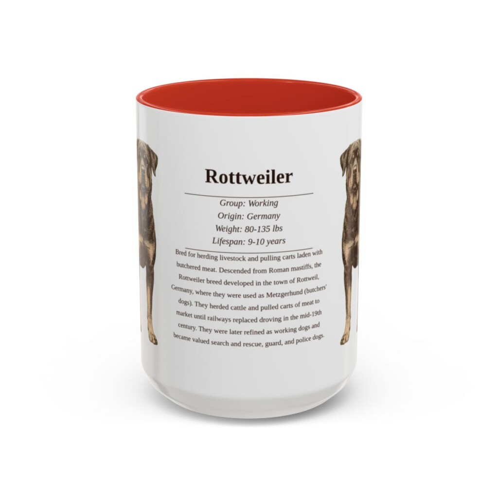 15oz Rottweiler Mug, Red, front view