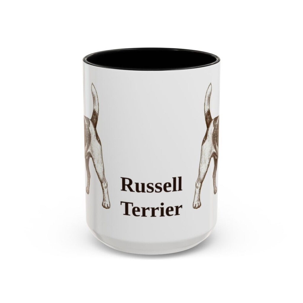 15oz Russell Terrier Mug, Black, front view
