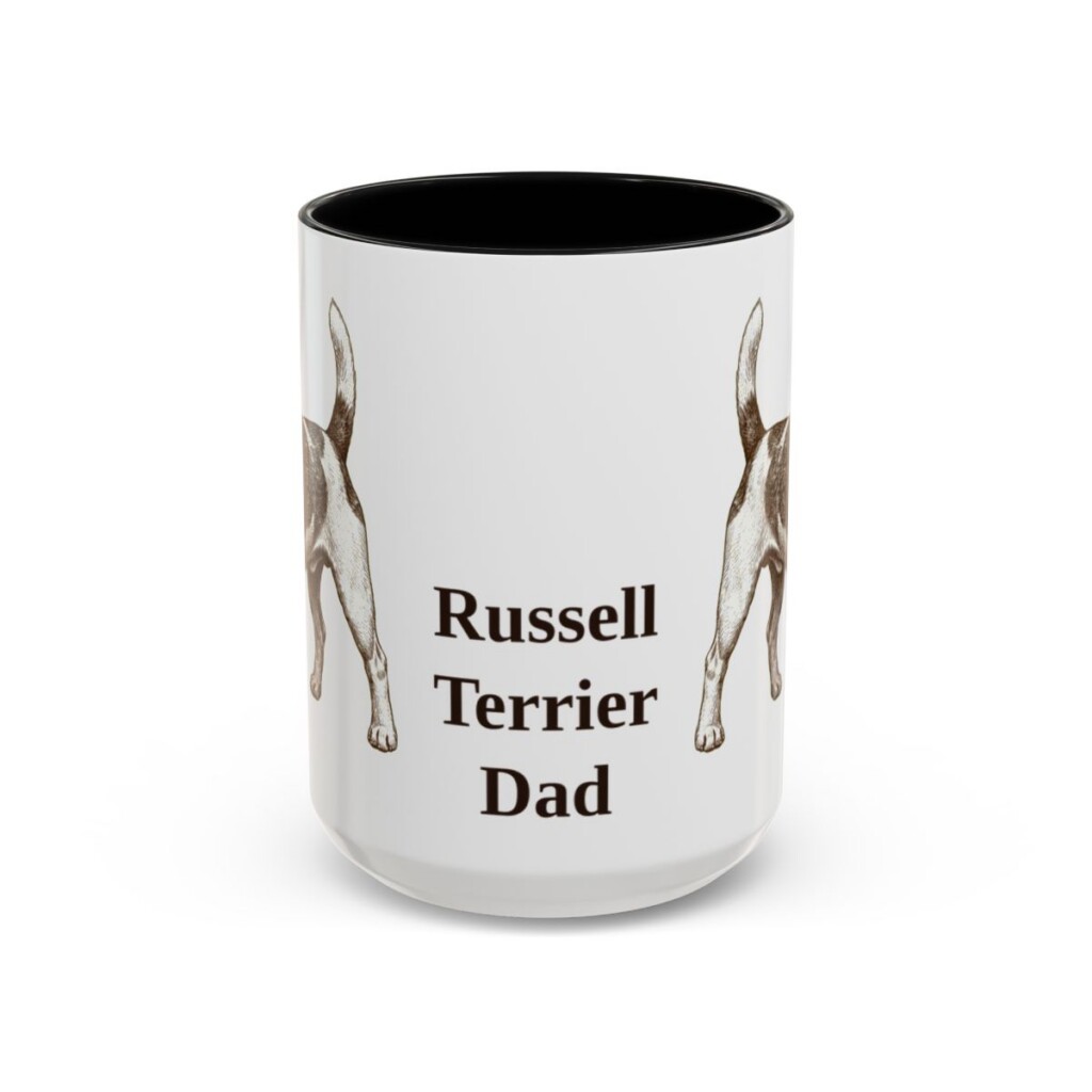 15oz-russell-terrier-mug-dad-black-front 15oz Russell Terrier Dog Dad Mug, Black, front view