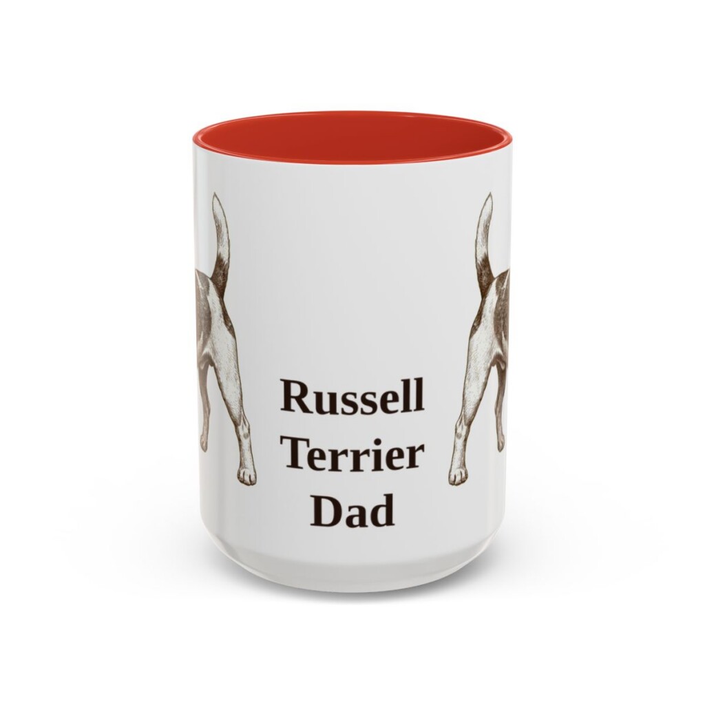15oz-russell-terrier-mug-dad-red 15oz Russell Terrier Dog Dad Mug, Red, front view
