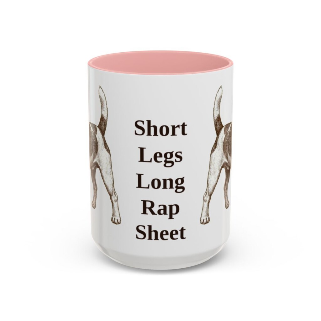 15oz Funny Russell Terrier Mug, Pink, front view
