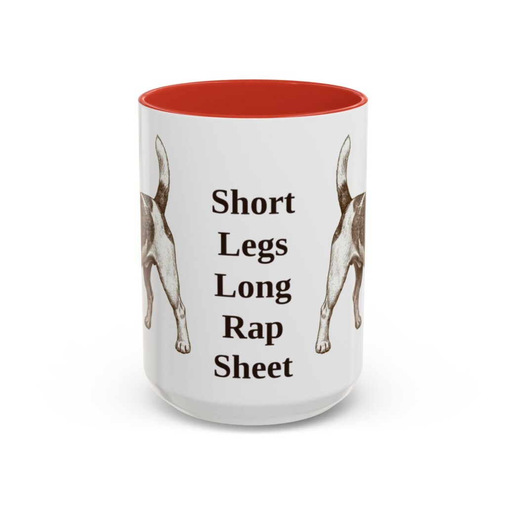 15oz Funny Russell Terrier Mug, Red, front view