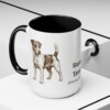 15oz Russell Terrier Latin Mug, Black, lifestyle photo