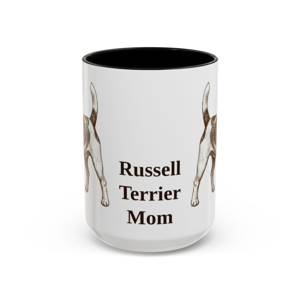 15oz Russell Terrier Dog Mom Mug, Black, front view