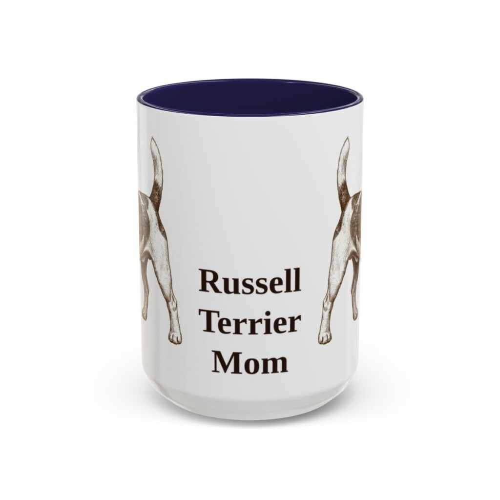 15oz Russell Terrier Dog Mom Mug, Navy, front view