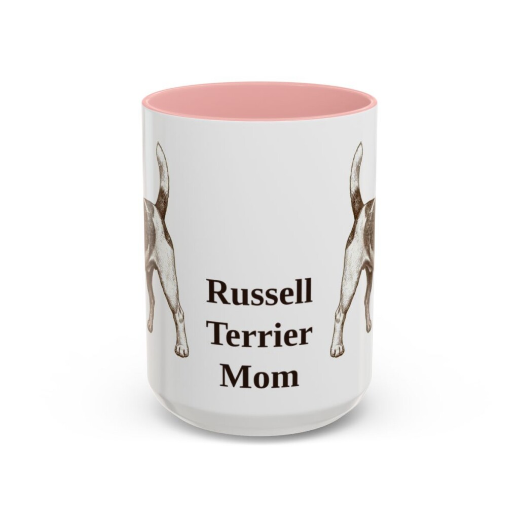 15oz Russell Terrier Dog Mom Mug, Pink, front view