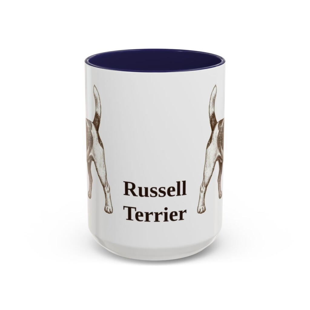 15oz Russell Terrier Mug, Navy, front view