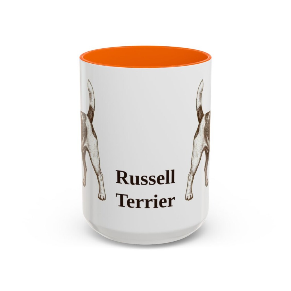 15oz Russell Terrier Mug, Orange, front view