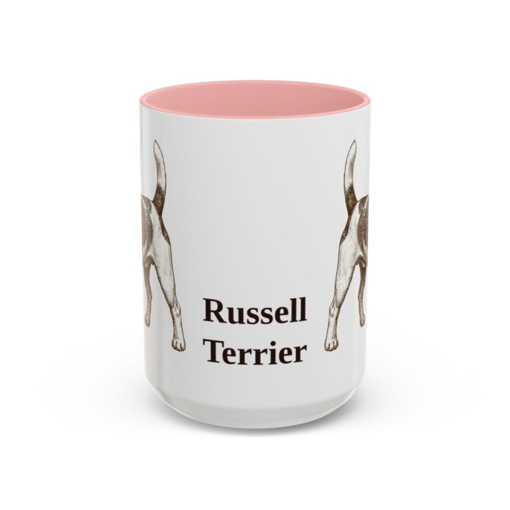 15oz Russell Terrier Mug, Pink, front view