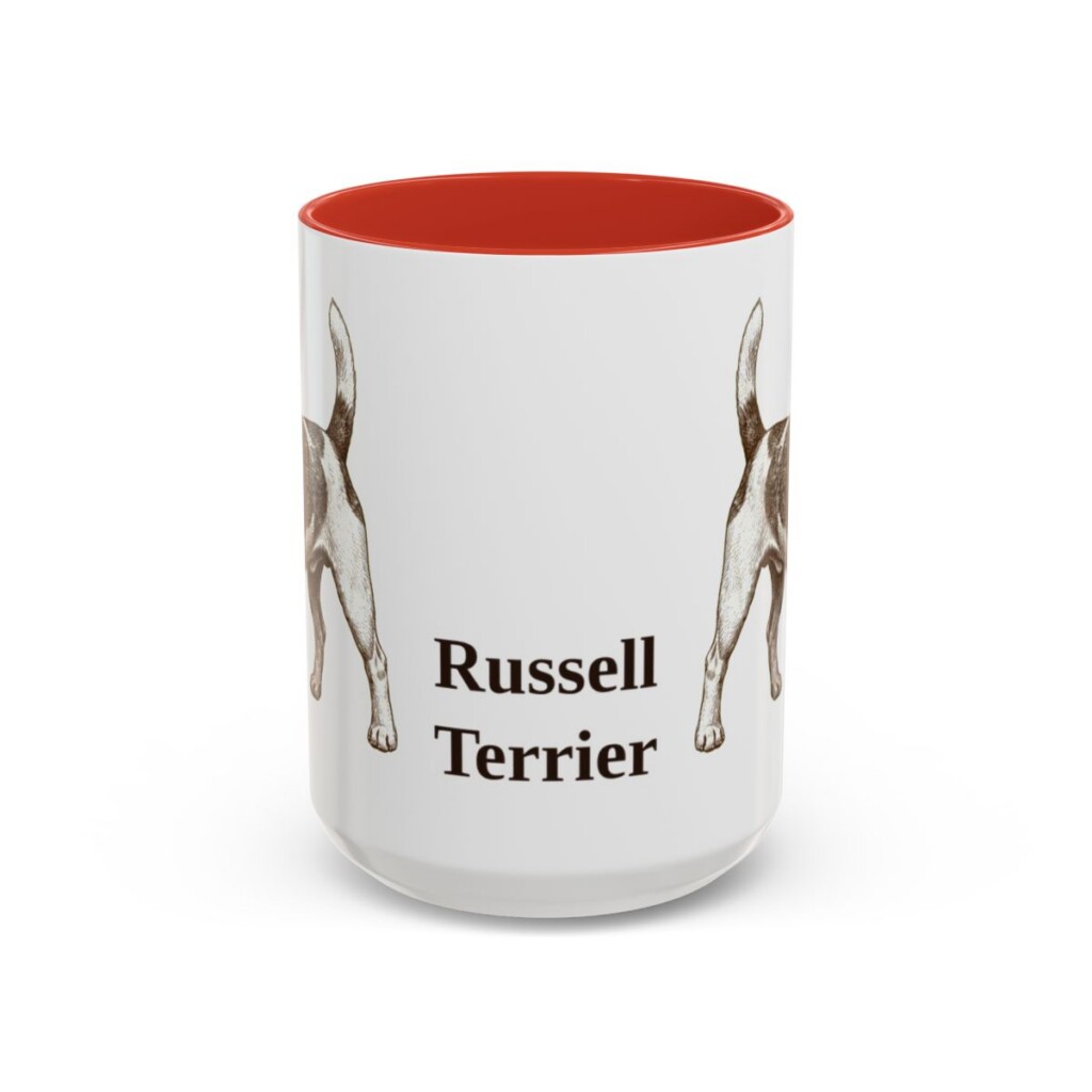 15oz Russell Terrier Mug, Red, front view