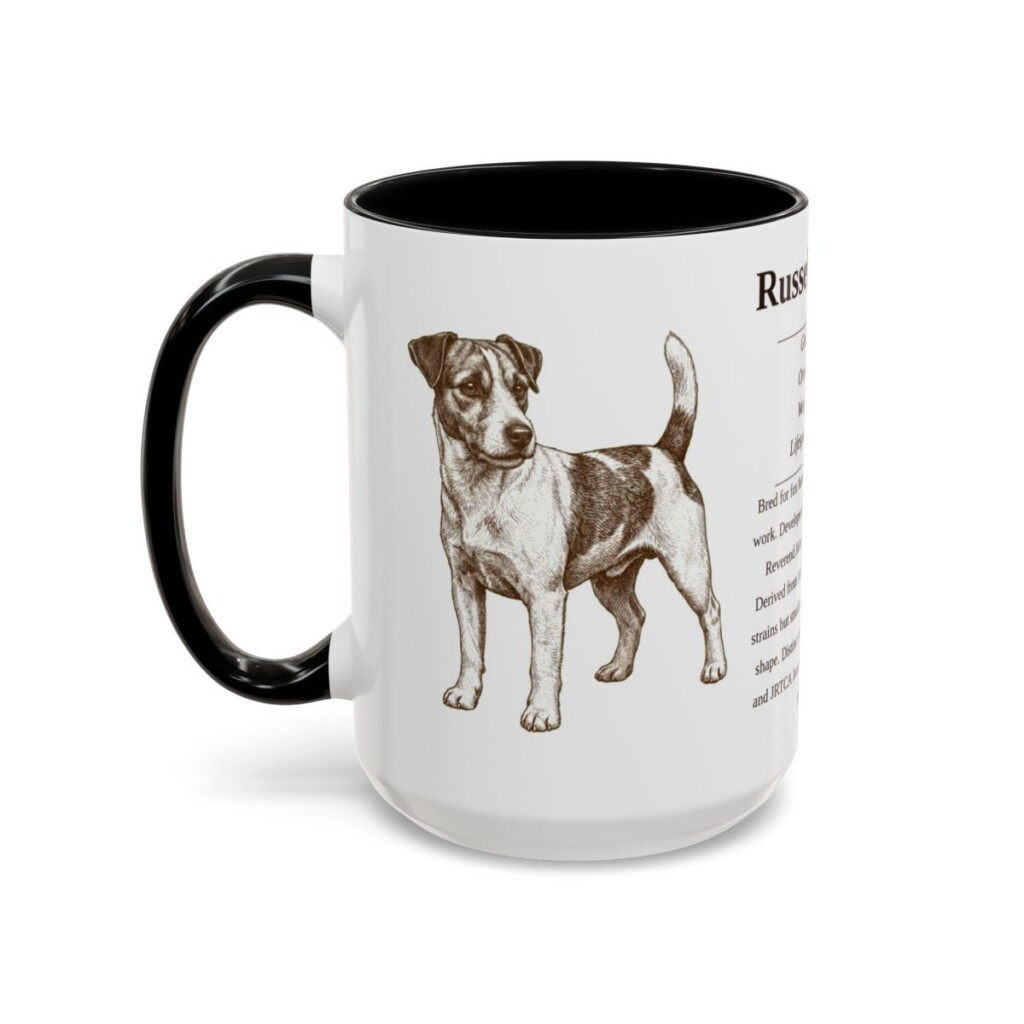 15oz Russell Terrier Mug, Black, left side view