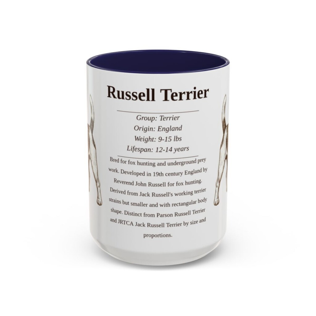 15oz Russell Terrier Mug, Navy, front view