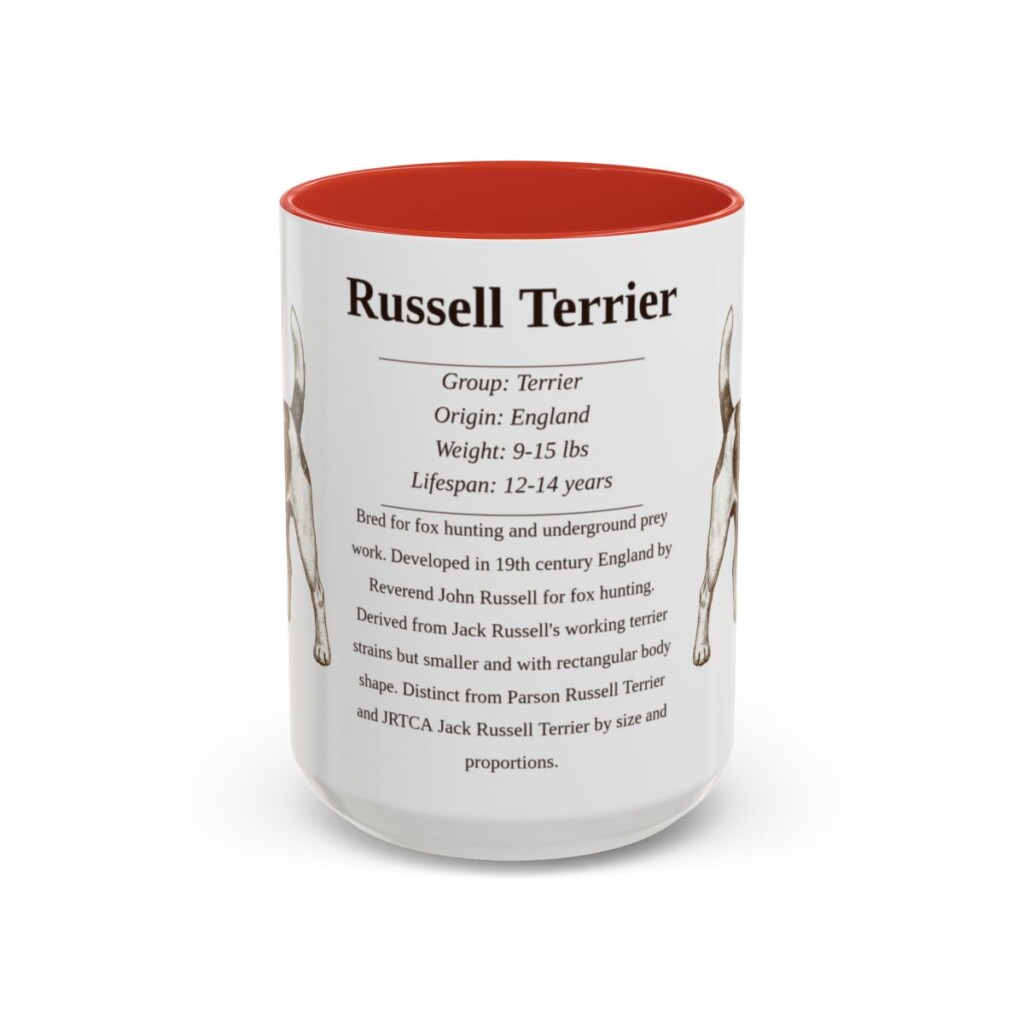 15oz Russell Terrier Mug, Red, front view