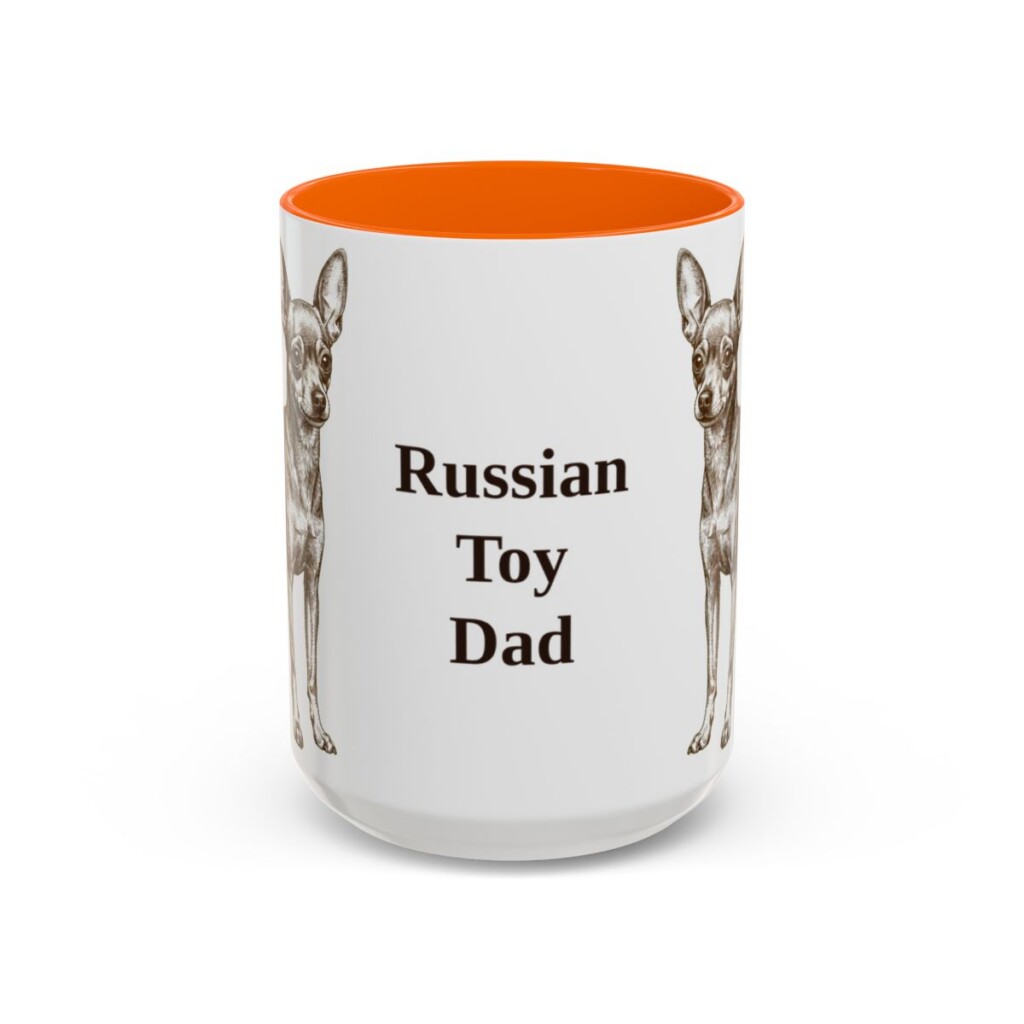 15oz-russian-toy-mug-dad-orange 15oz Russian Toy Dog Dad Mug, Orange, front view