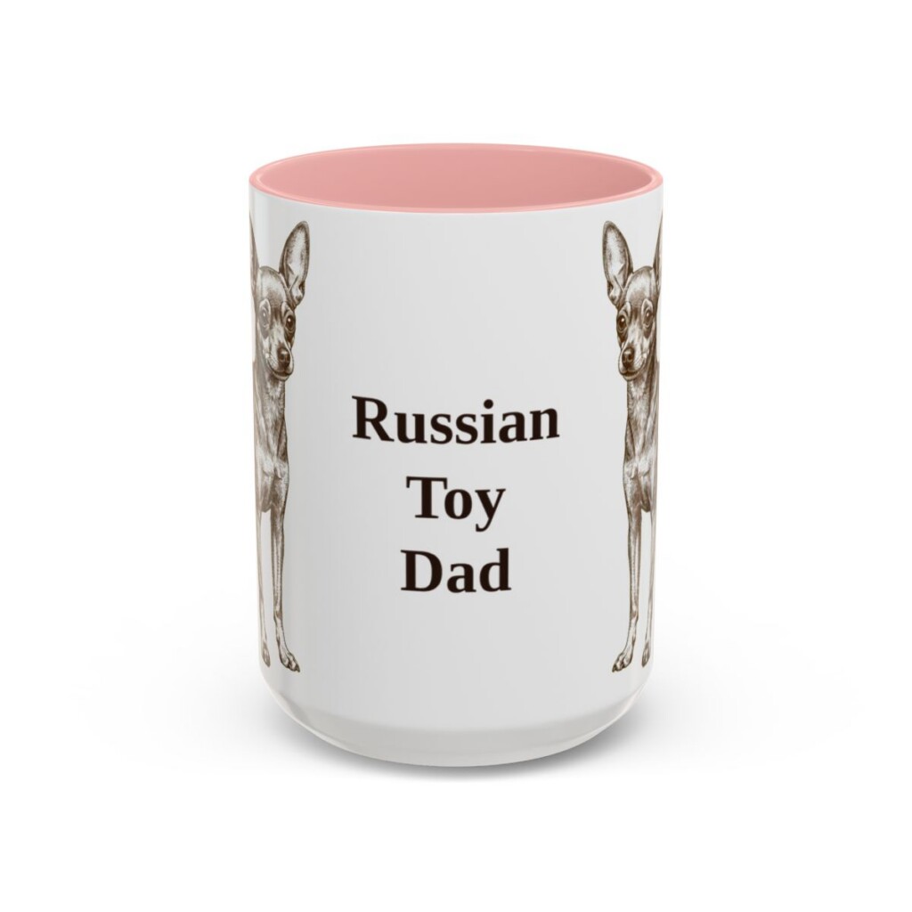 15oz-russian-toy-mug-dad-pink 15oz Russian Toy Dog Dad Mug, Pink, front view
