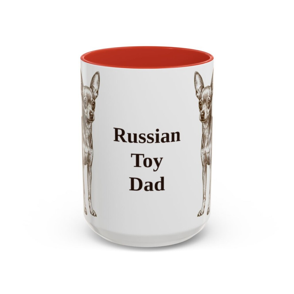 15oz-russian-toy-mug-dad-red 15oz Russian Toy Dog Dad Mug, Red, front view