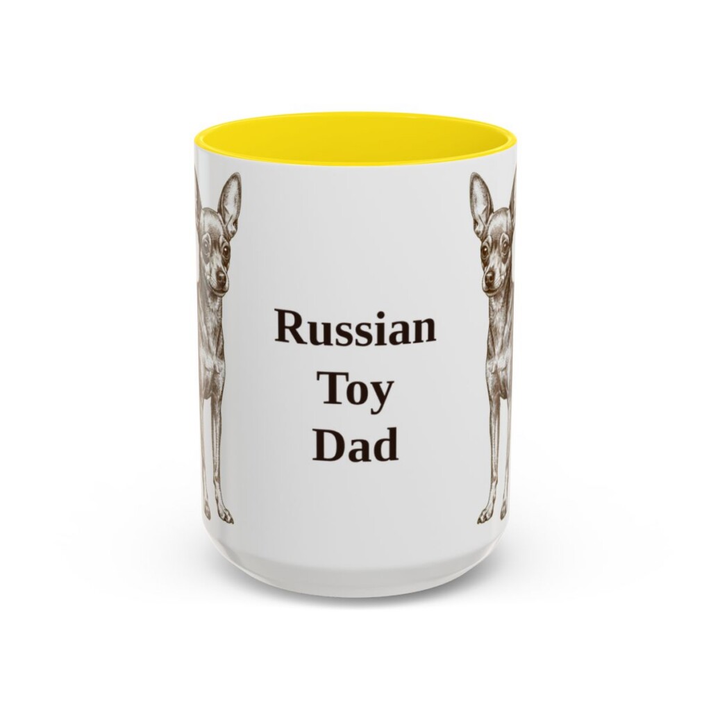 15oz-russian-toy-mug-dad-yellow 15oz Russian Toy Dog Dad Mug, Yellow, front view
