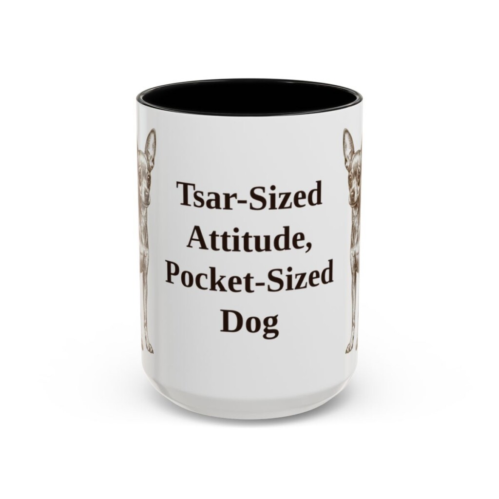 15oz Funny Russian Toy Mug, Black, front view