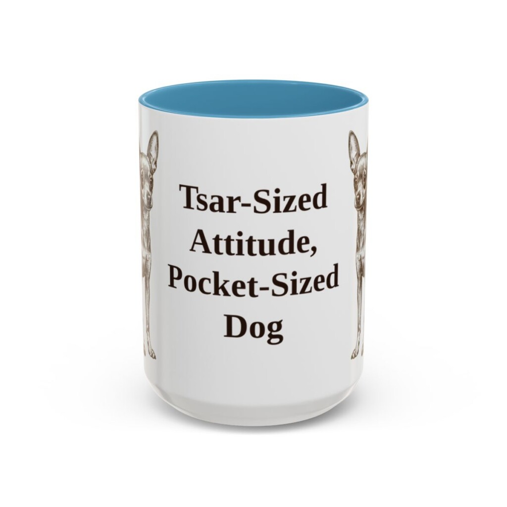 15oz Funny Russian Toy Mug, Light Blue, front view