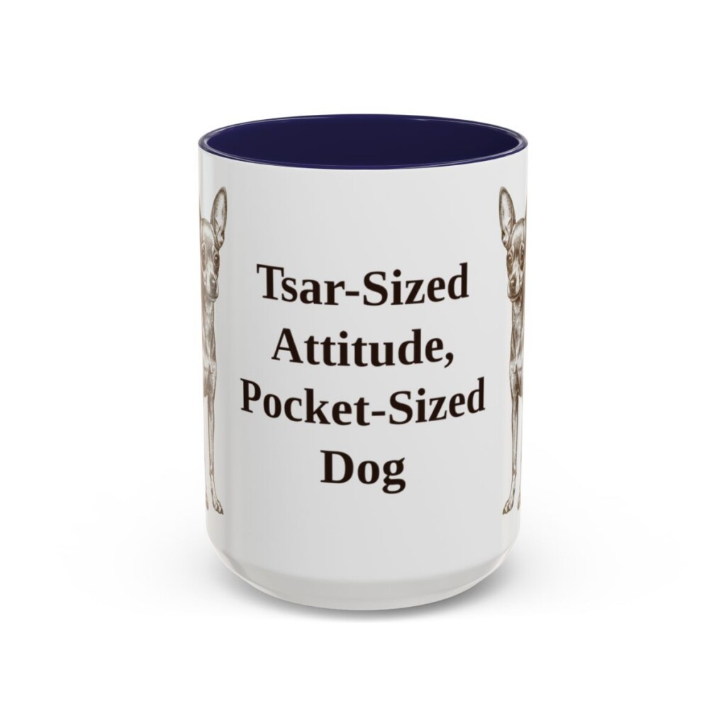 15oz Funny Russian Toy Mug, Navy, front view