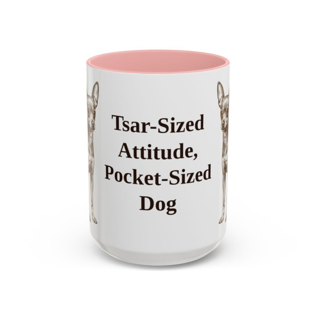 15oz Funny Russian Toy Mug, Pink, front view