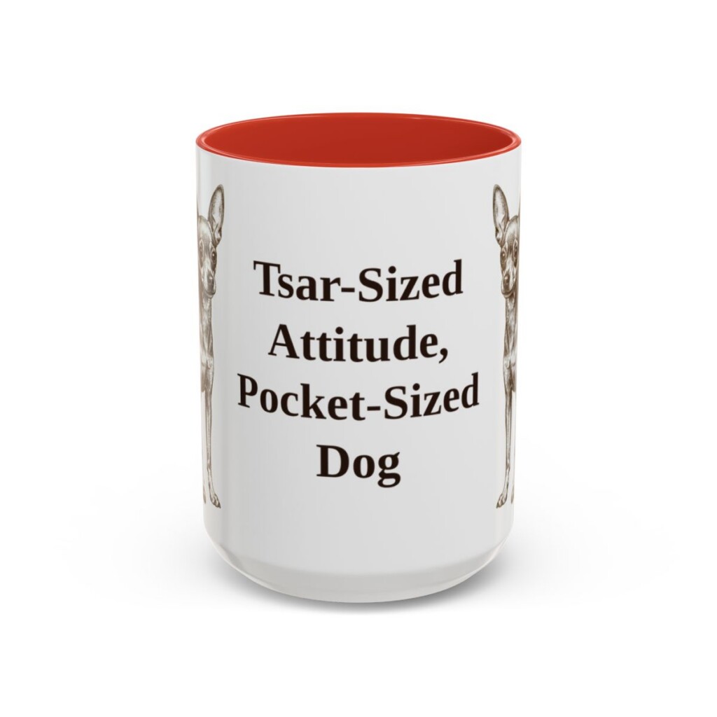 15oz Funny Russian Toy Mug, Red, front view