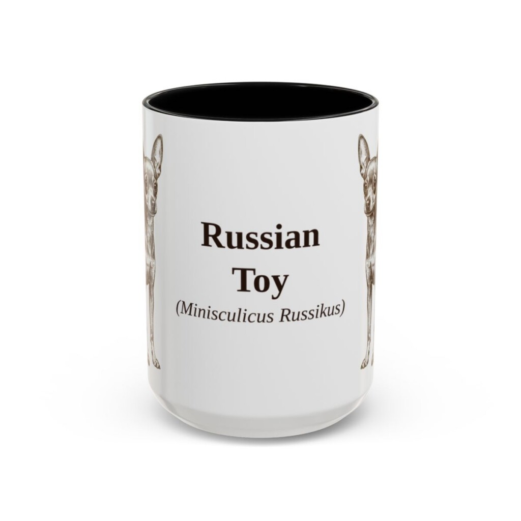 15oz Russian Toy Latin Mug, Black, front view