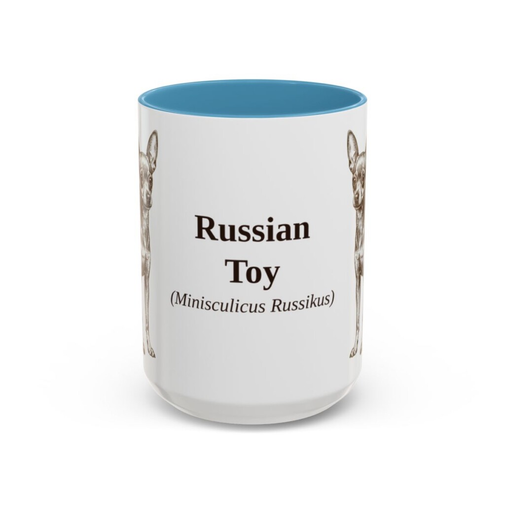 15oz Russian Toy Latin Mug, Light Blue, front view